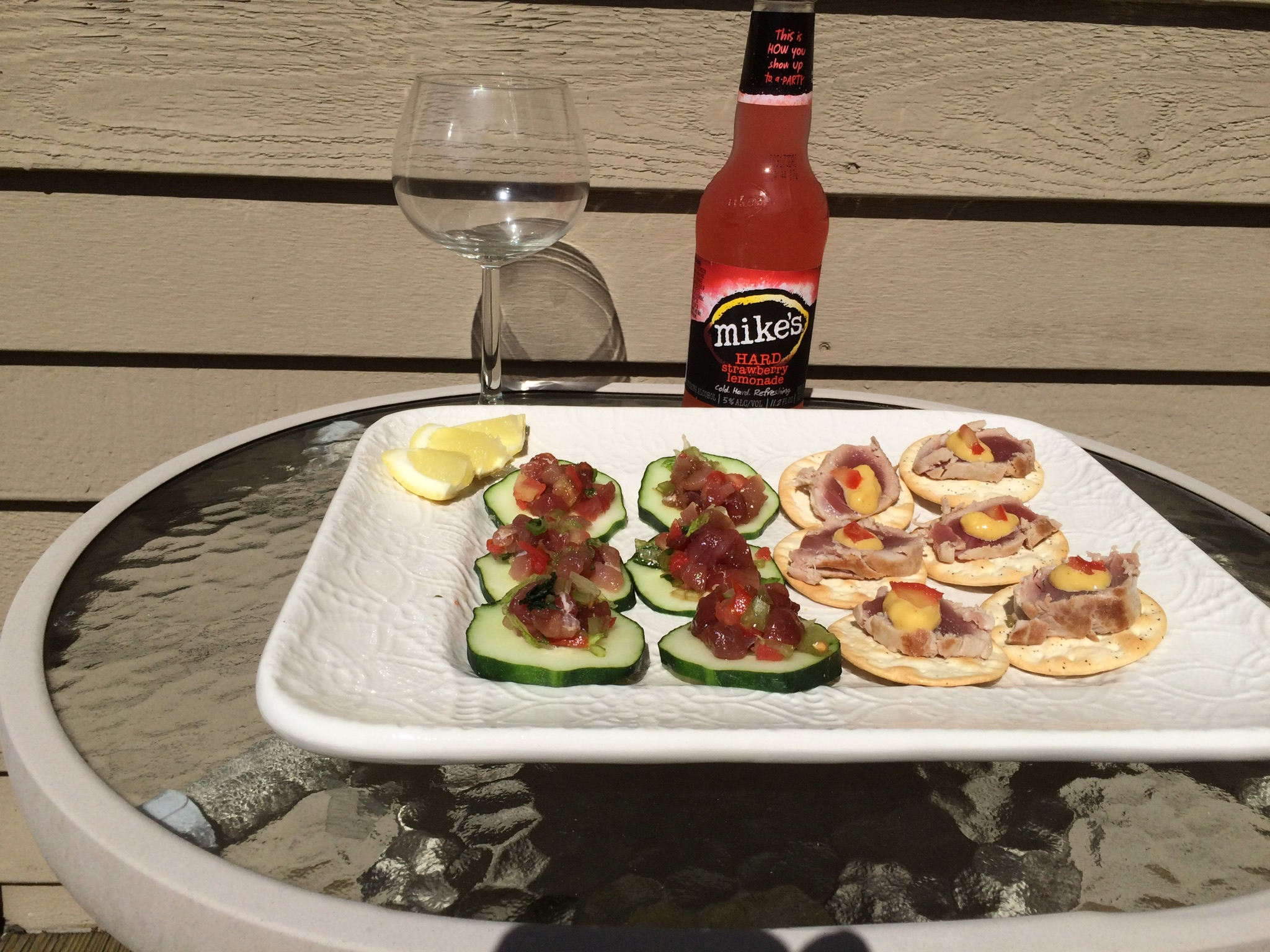 Appetizers on the deck