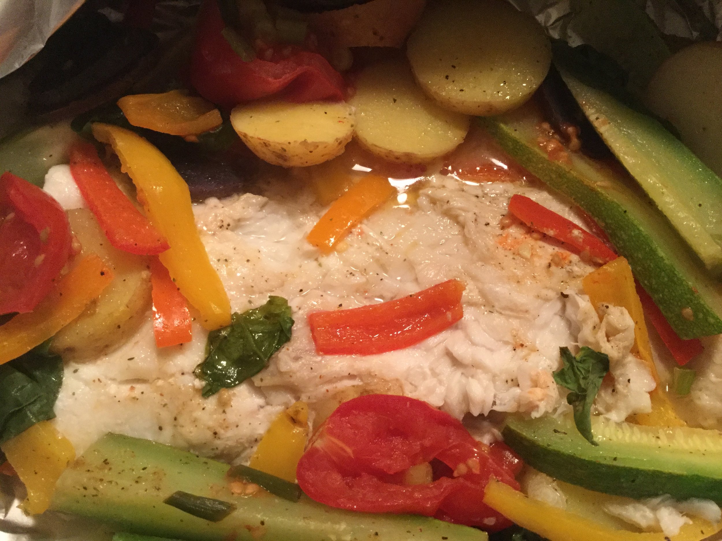 Summer flounder in Reynolds Wrap