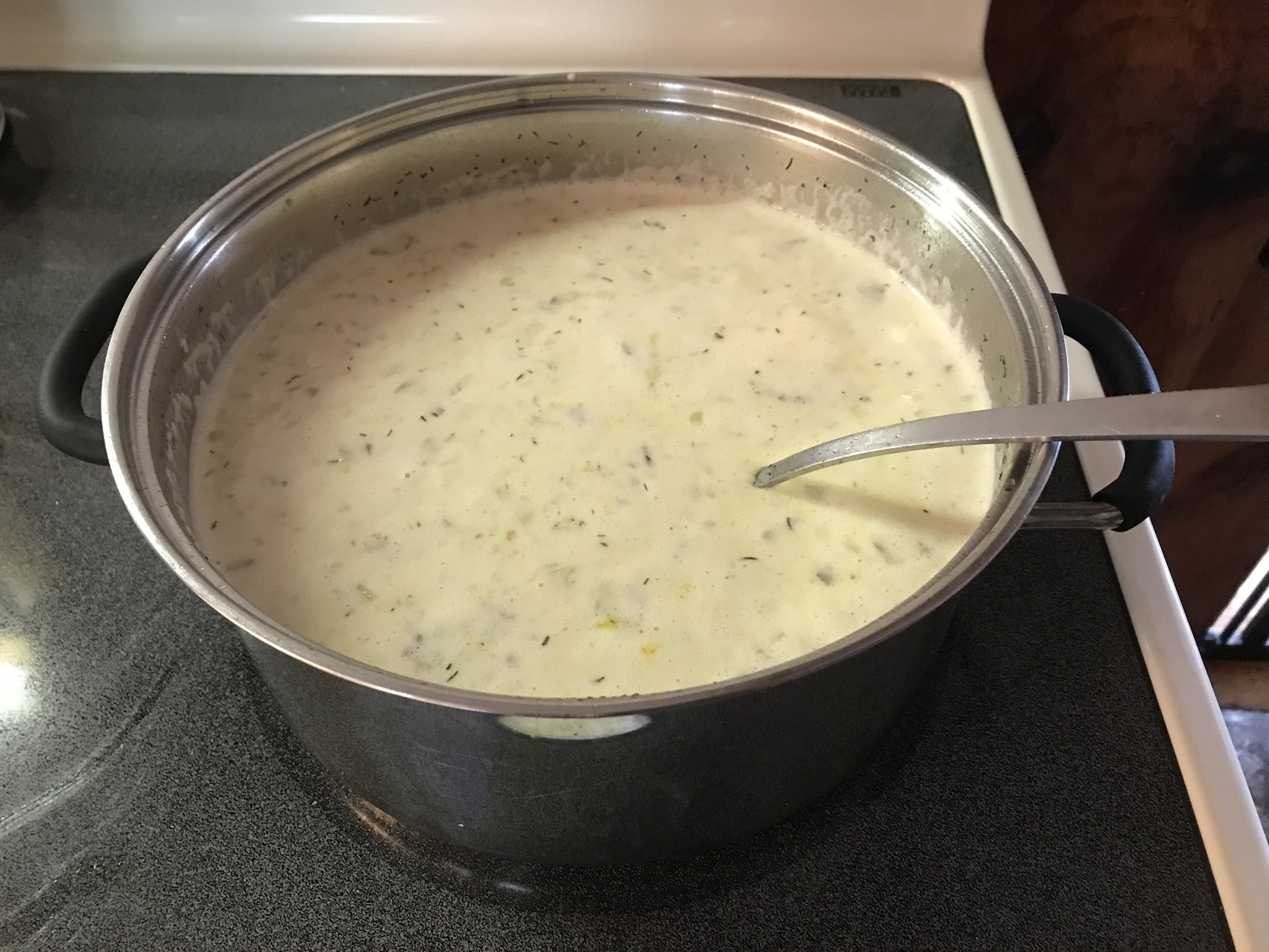 Summertime cod chowder