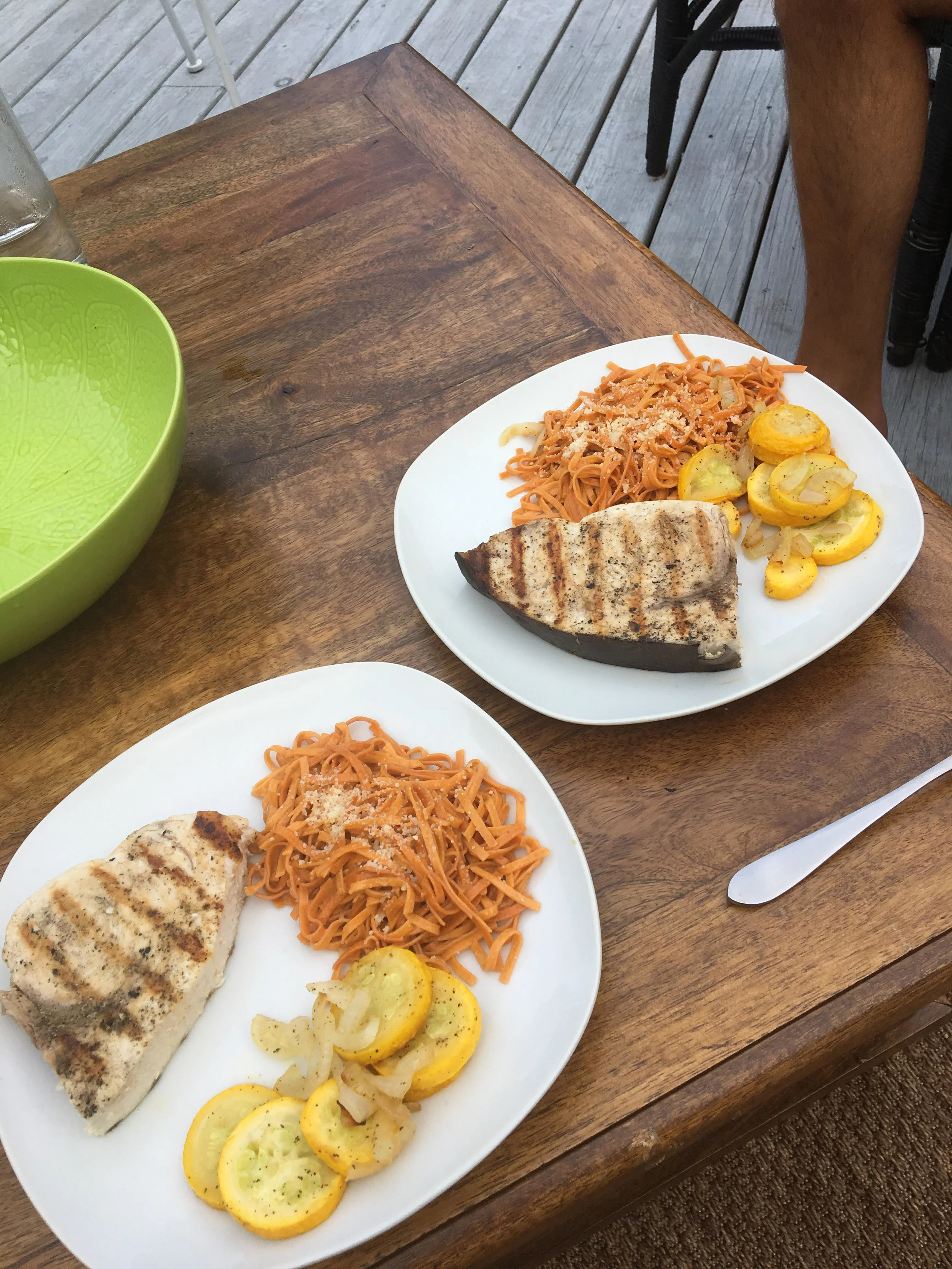 Enjoying the summer weather with a meal outside