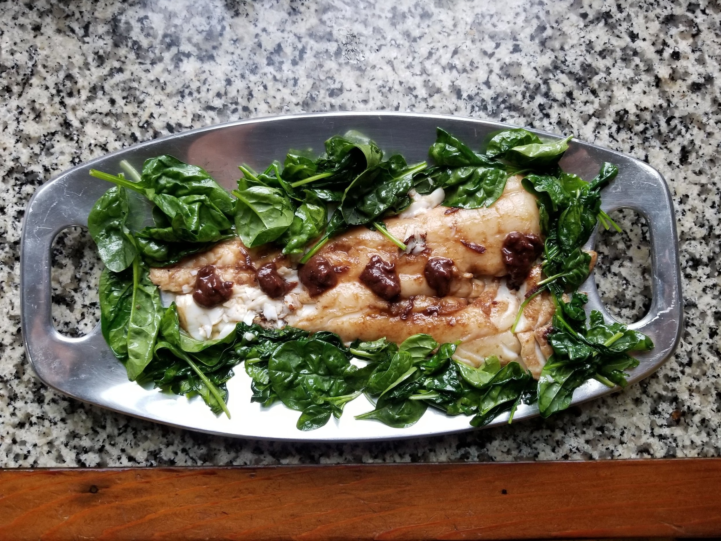 Grilled cod with red wine and miso butter
