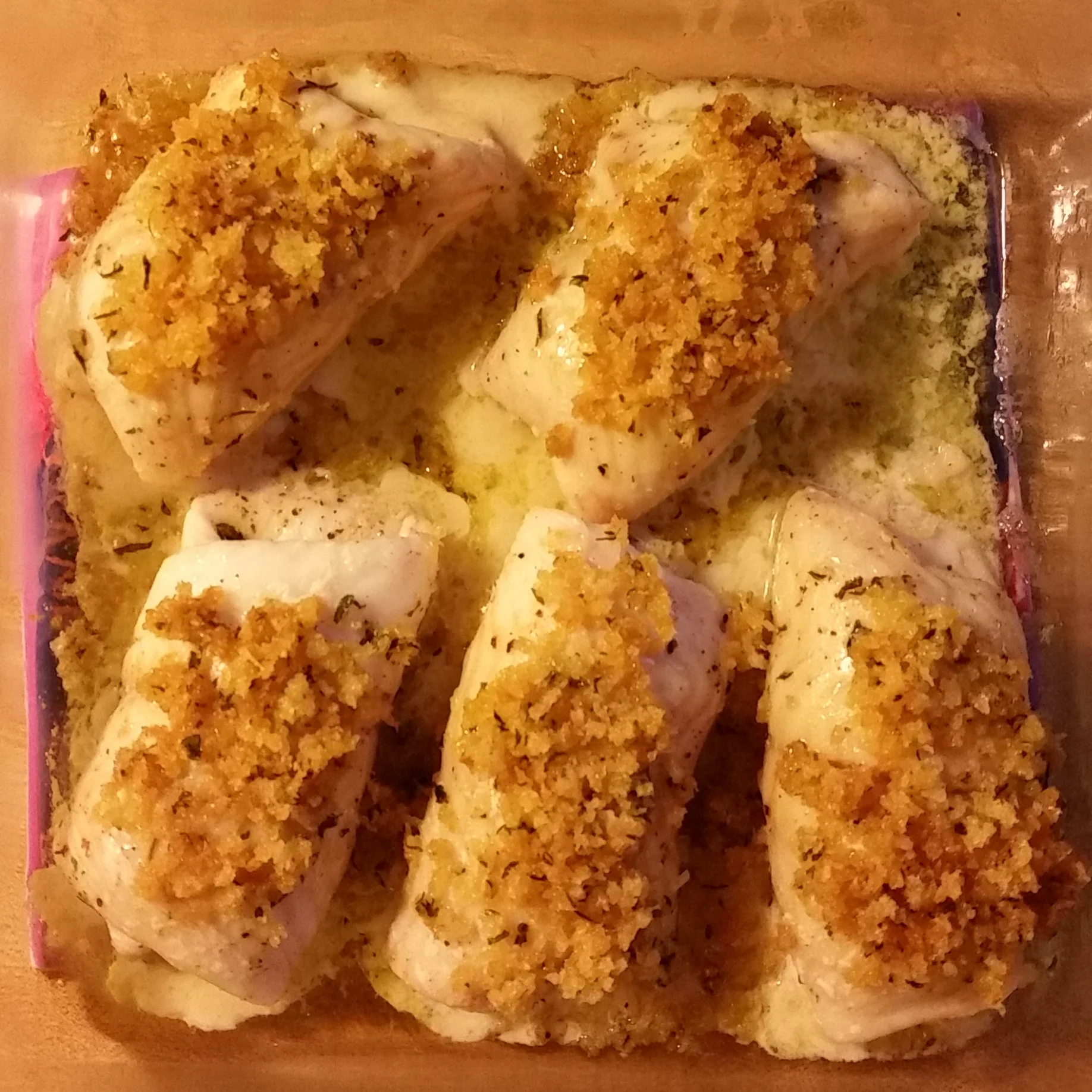Baked flounder with garlic and herbs