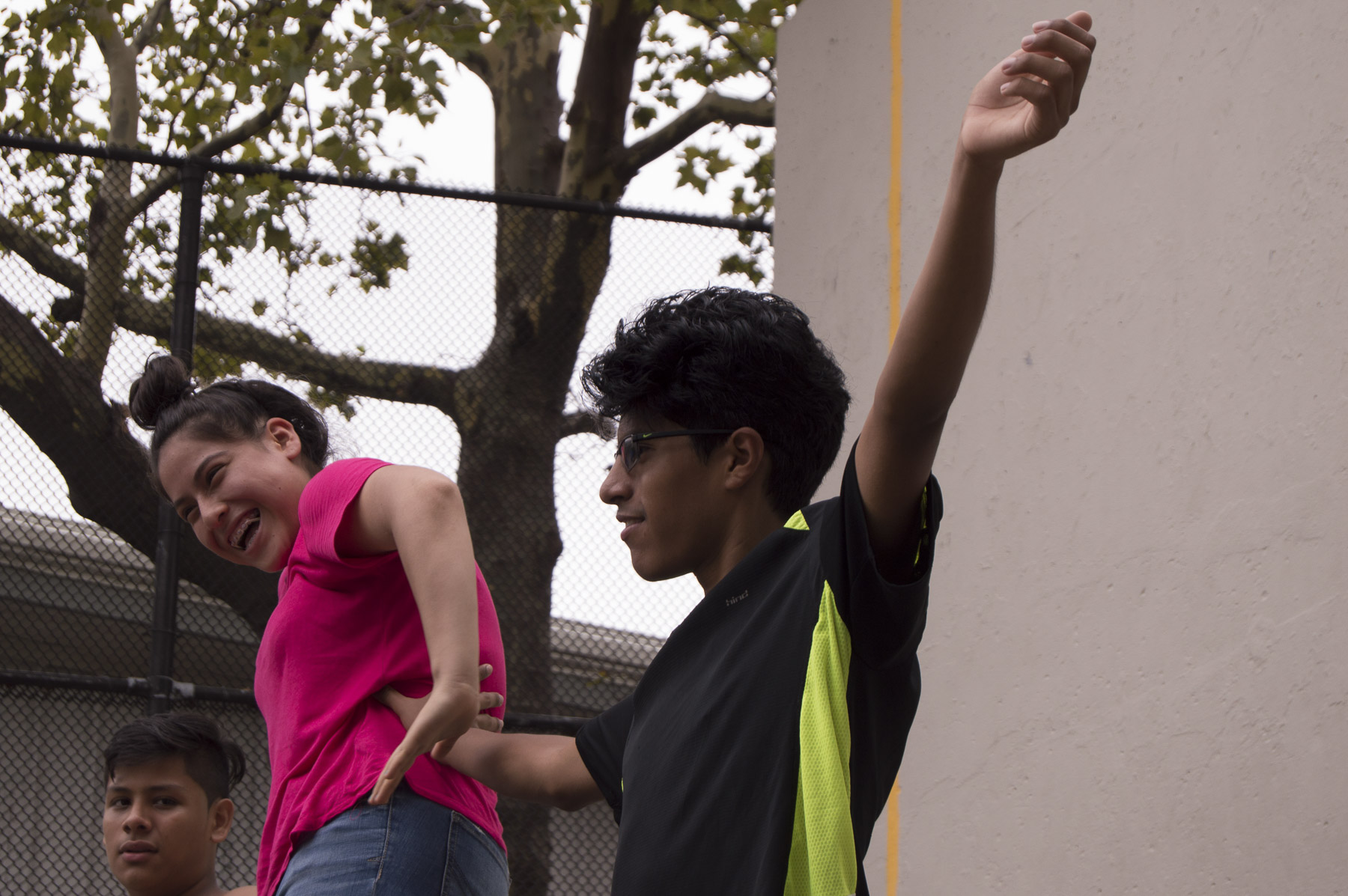 The teens working on their 2nd run of the new part, trying to perfect the steps. Gabrielle Narcisse and Deleelah Saleh for Picture Justice. August 17th, 2017, Brooklyn, Hena Perrera Park, 47th and 4th ave.