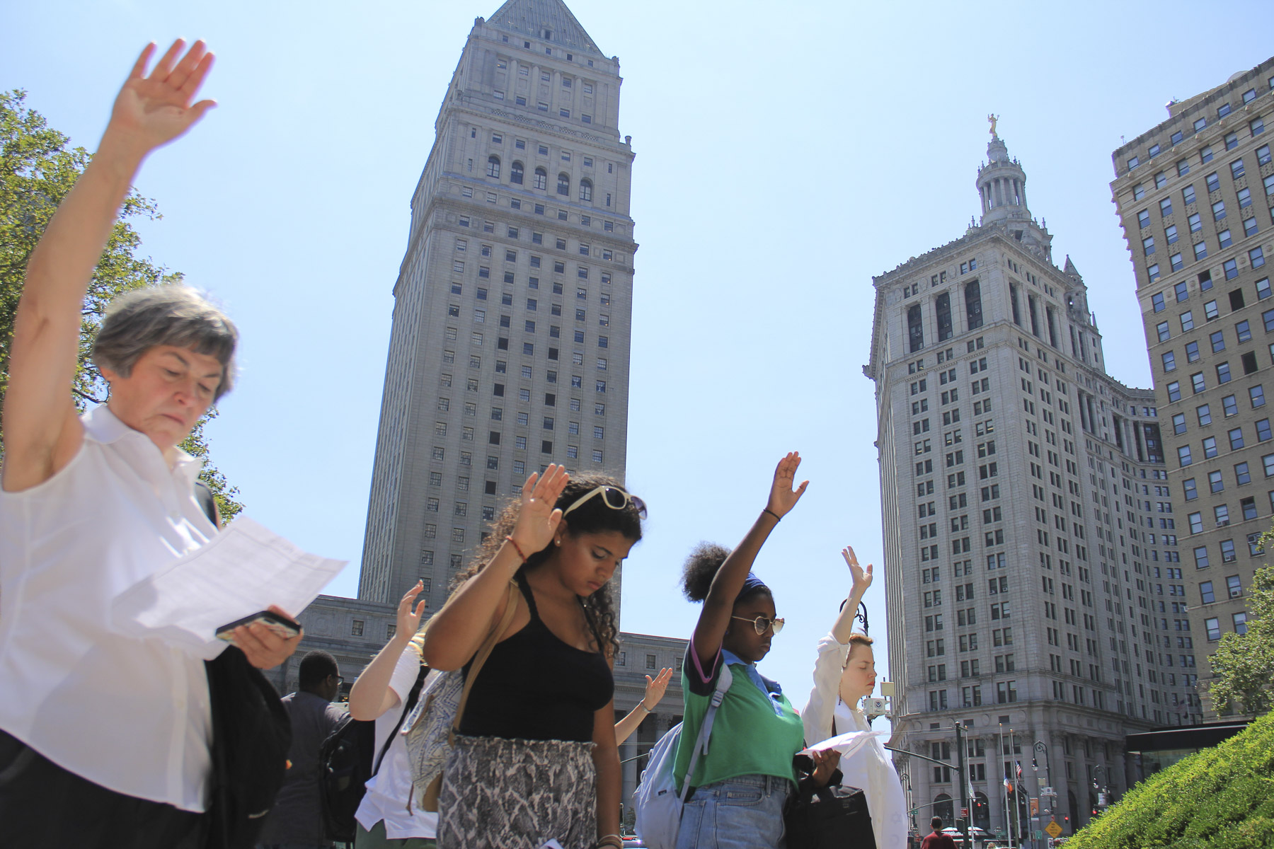  Members of the New York Sanctuary Coalition and other community advocates gather every Thursday to support those who are checking in with the Immigration &amp; Customs Enforcement at the Jacob K. Javitz Building in Federal Plaza.&nbsp;Jacob K. Javit