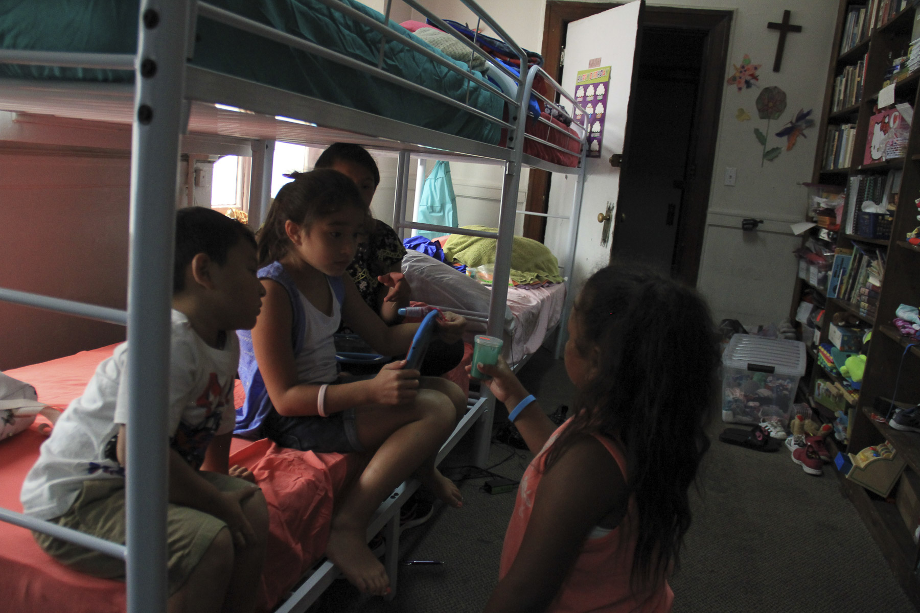  The makeshift sleeping arrangements for the family in the sanctuary.&nbsp;Holyrood Episcopal Church in Washington Heights, New York. August 17, 2017 