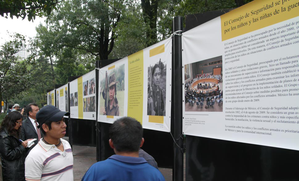 Child Soldiers exhibition, on display in Mexico