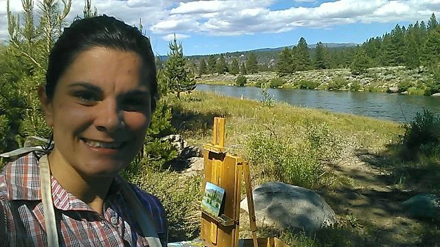 Painting by the Truckee River on Sat afternoon 