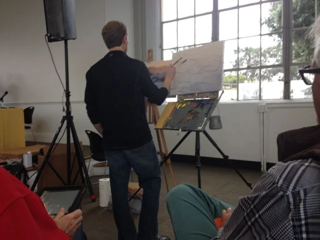 Artist Jesse Powell, of Carmel CA, showed us how he takes a color study and paints it larger in his studio. I always love watching other artists paint. Every painter has different approaches, techniques, process and color palettes. Seeing artists paint live can inspire me to try new approaches or just spark inspiration in general. 