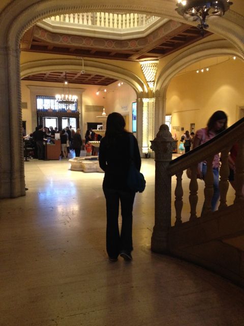 Walking through the museum.