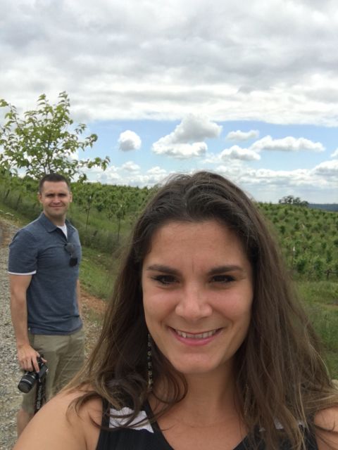 AJ and I like to drive to wine country and take photo references. Each wine region has its own beauty and feel. We're lucky to be so close to a few different ones. Behind us is Helwig Vineyards in Amador County.