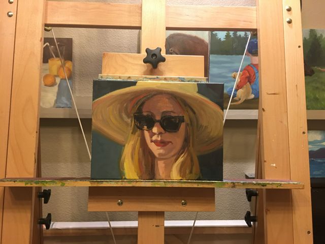 I worked on this portrait more today. I am trying to keep it loose and juicy strokes of paint.