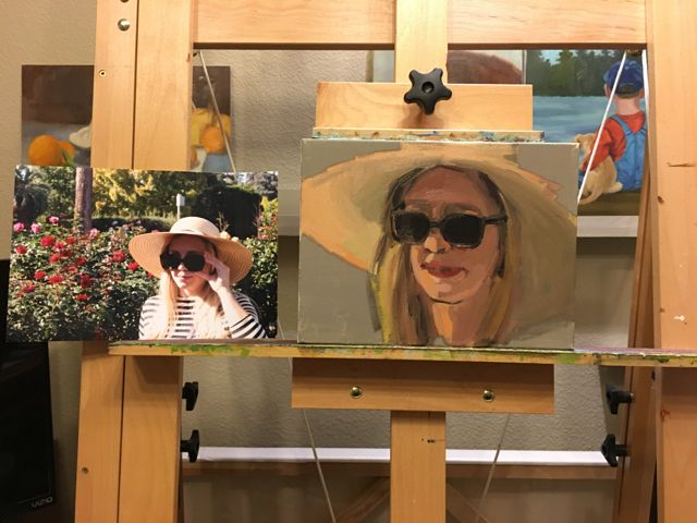 I still had some time on the clock so I started this portrait. My friend Ani modeled for me a few years back. I've been wanting to paint this photo since then. I'm finally getting the chance. Keeping it loose and free in beginning stages.
