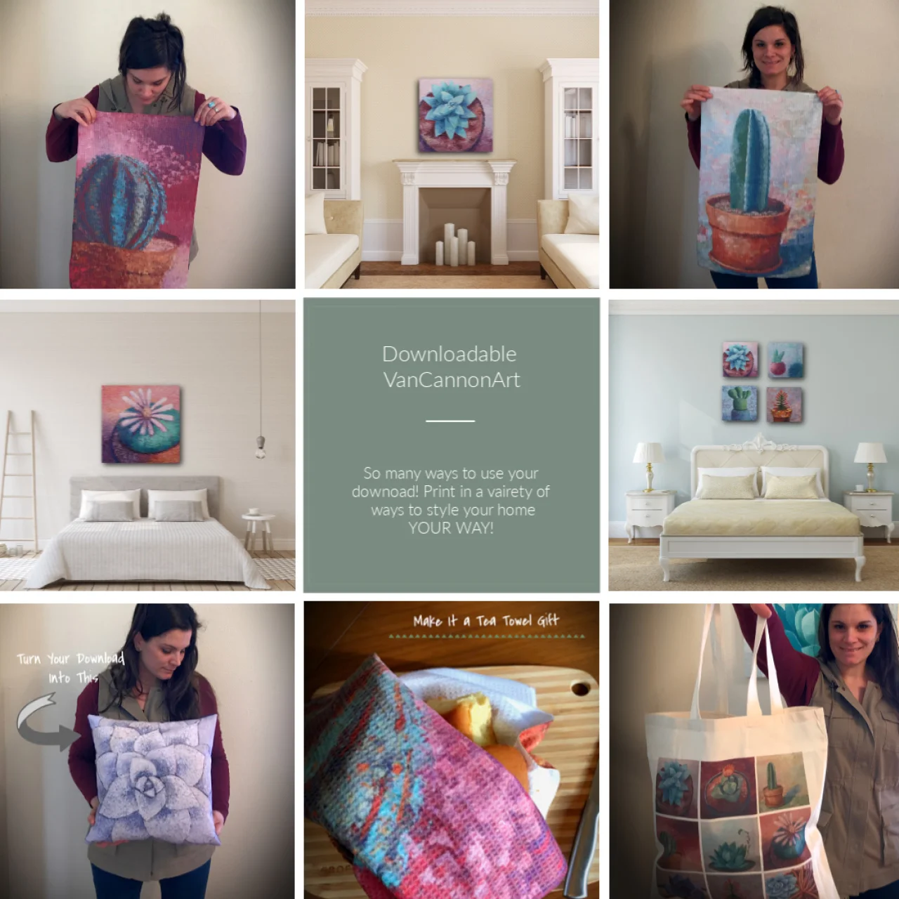 I love all the options with my downloadable art! You can purchase my artwork downloads on my Etsy Shop and print them at your favorite printing location. There are so many options for printing now - including clocks, rugs, tea towels, pillows, bedding, canvas prints, metal prints etc…. Printing usually takes between 1-2 weeks. Tailor your home with art that makes sense for your space. Your Home. Your Way.