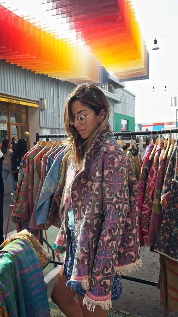 Azizeh handmade artisan jacket with kantha fabric