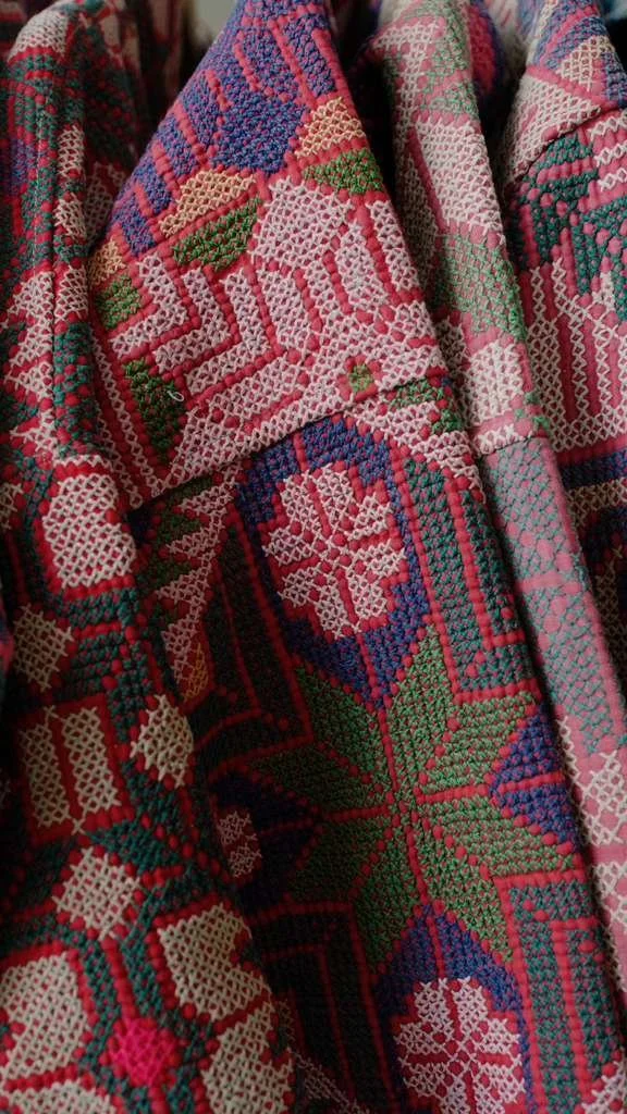 Close up of the stitching on kantha fabric