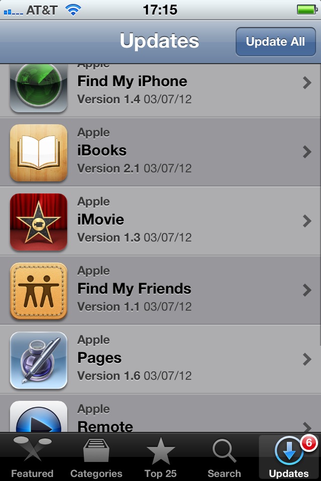 In addition to new hardware announcements, Apple issued a slew of updates for its iOS apps on Wednesday. Here are the six from my phone:
Find My iPhone (v1.4)
Support for Retina display-capable devices
Bug Fixes
Stability Enhancements
iBooks (v2.1)
Read books more easily with sharply detailed text on the new iPad’s amazing Retina display
See page numbers that correspond to the printed edition of selected titles
Search for a page number to jump to a desired page with a single tap
Use your finger as a highlighter when swiping over text
This version also includes a number of important stability and performance improvements
iMovie (v1.3)
Create beautiful movie trailers with stunning graphics and world-class soundtracks (Trailers are available on iPhone 4 or later and iPad 2 or later)
Preview music and sound effects in the Audio Browser
Create a song in GarageBand and send it directly to iMovie
Find My Friends (v1.1)
Support for Retina display
Bug fixes
Stability enhancements
Pages (v1.6)
Easily enter text using the landscape keyboard on iPhone and iPod touch
Create and view stunning 3D bar, line, and pie charts
Pages 1.6 is enhanced to take advantage of the Retina display on the new iPad
Includes performance improvements
Remote (v2.3)
Support for iTunes Match on Apple TV
Support for Retina display on iPad
iTunes U (v1.1 - iPad Only)
iTunes U 1.1 is now designed for the spectacular Retina display on the all new iPad. This version also includes a number of performance improvements.