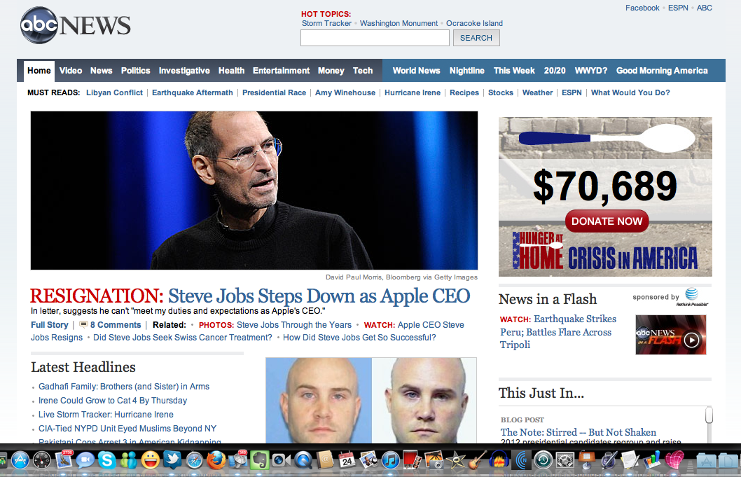 Jobs Resigns: Not for Tech Sites Only