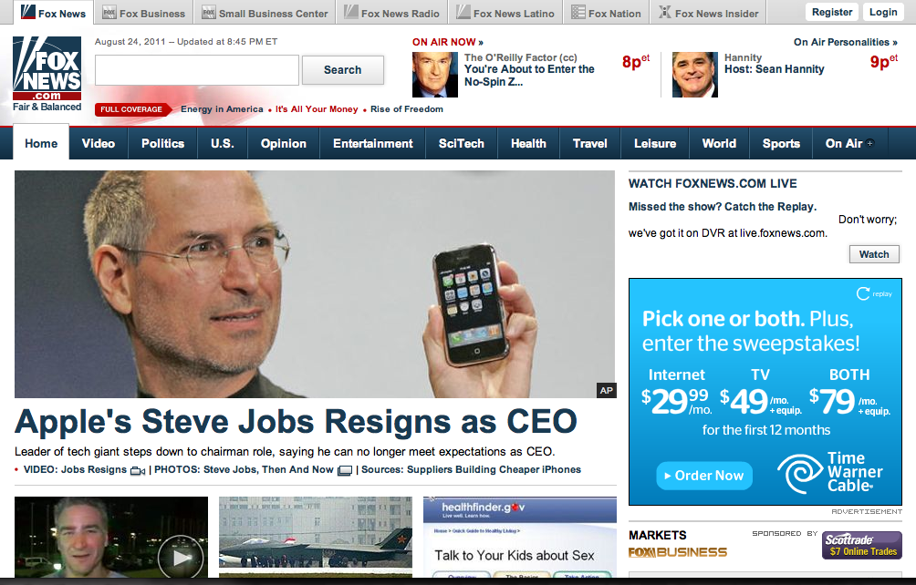 Jobs Resigns: Not for Tech Sites Only