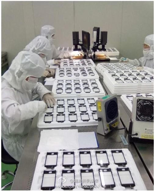 From Electronista :
A photo from a Wintek plant captured by a Weibo user has supported beliefs the iPhone 5 will have at least some design changes. Touch panels going through the contractor's quality assurance process support views that the next iPhone will have a larger screen . Along with the screen itself appearing bigger, the home button appears to now be an oval and suggests Apple might have 'squashed' the control, either to fit the larger screen or to accommodate interface needs.
Fits with other rumors, though it's still hard for me to believe it fits with Apple's plans. We'll likely see soon.