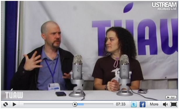 I got to be on TUAW's live stream from Macworld. Watch it here!
Thanks to Kelly G and the people at TUAW for letting me sit and chat.