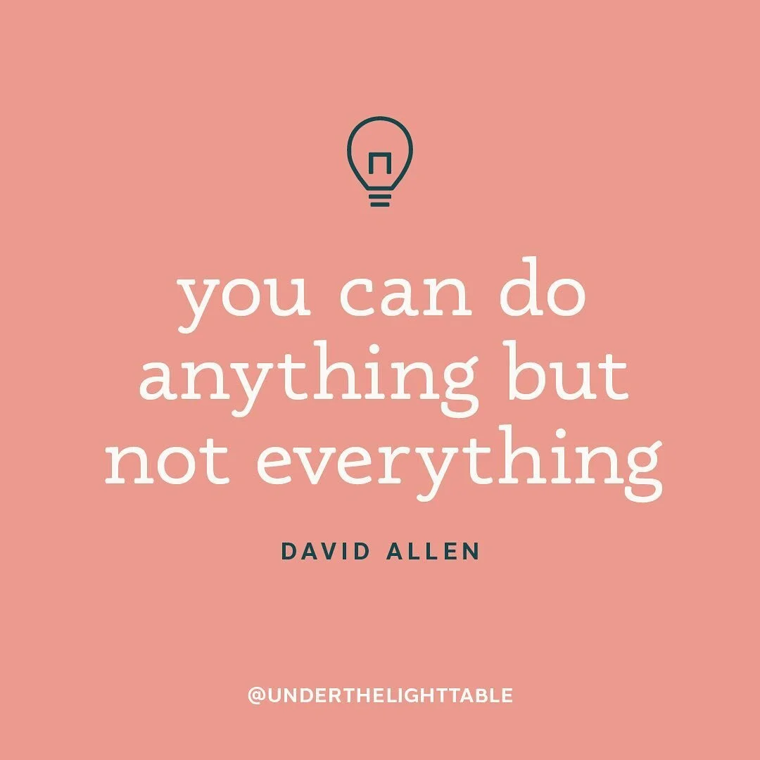I&rsquo;ve always loved this one. 🤍 For many months I had it as a reminder on my desktop image to help me focus my to-do list each morning. 

The possibilities are infinite on what we can do, but that can leave us exhausted and endlessly busy. We al