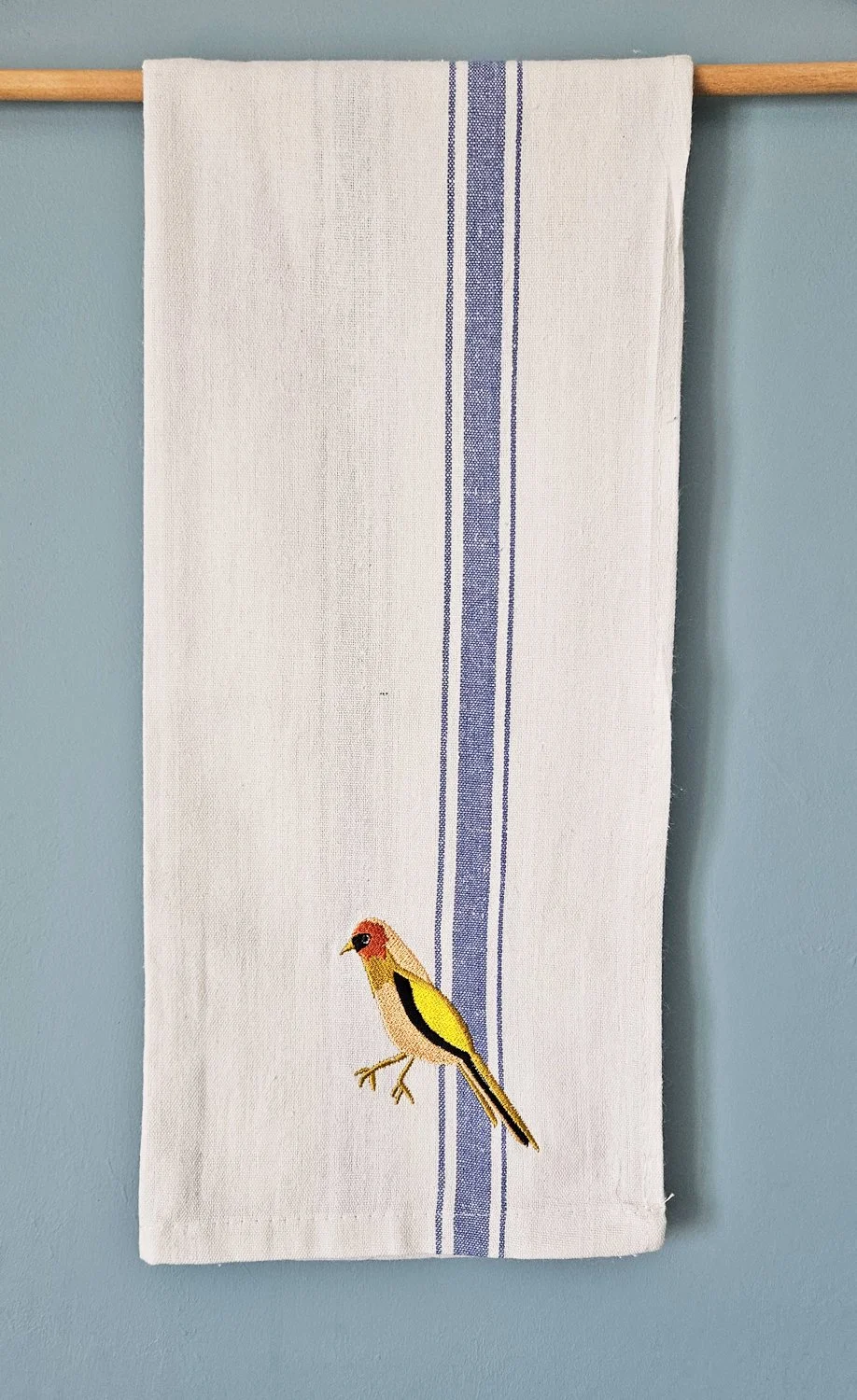 goldfinch blue stripe hanging.jpg