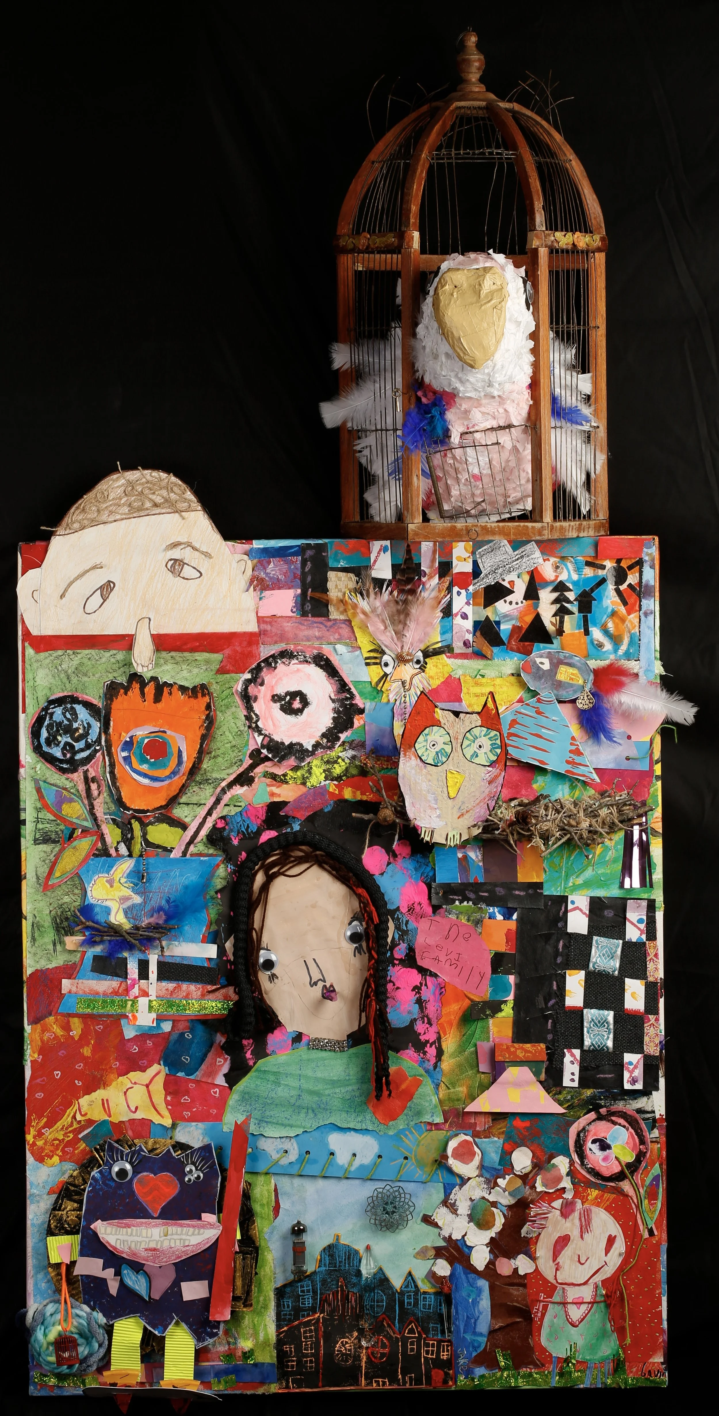   The Levi Family Collection   The Levi family entrusted me with only the most treasured artwork created by Lucy, Galvin, and Jake throughout their childhood. For years, Mrs. Levi lovingly displayed these pieces on a bulletin board in their game room