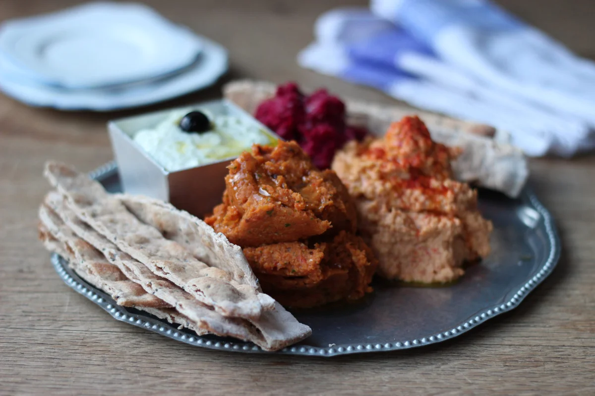 Gluten Free Dips and Spelt Flatbreads