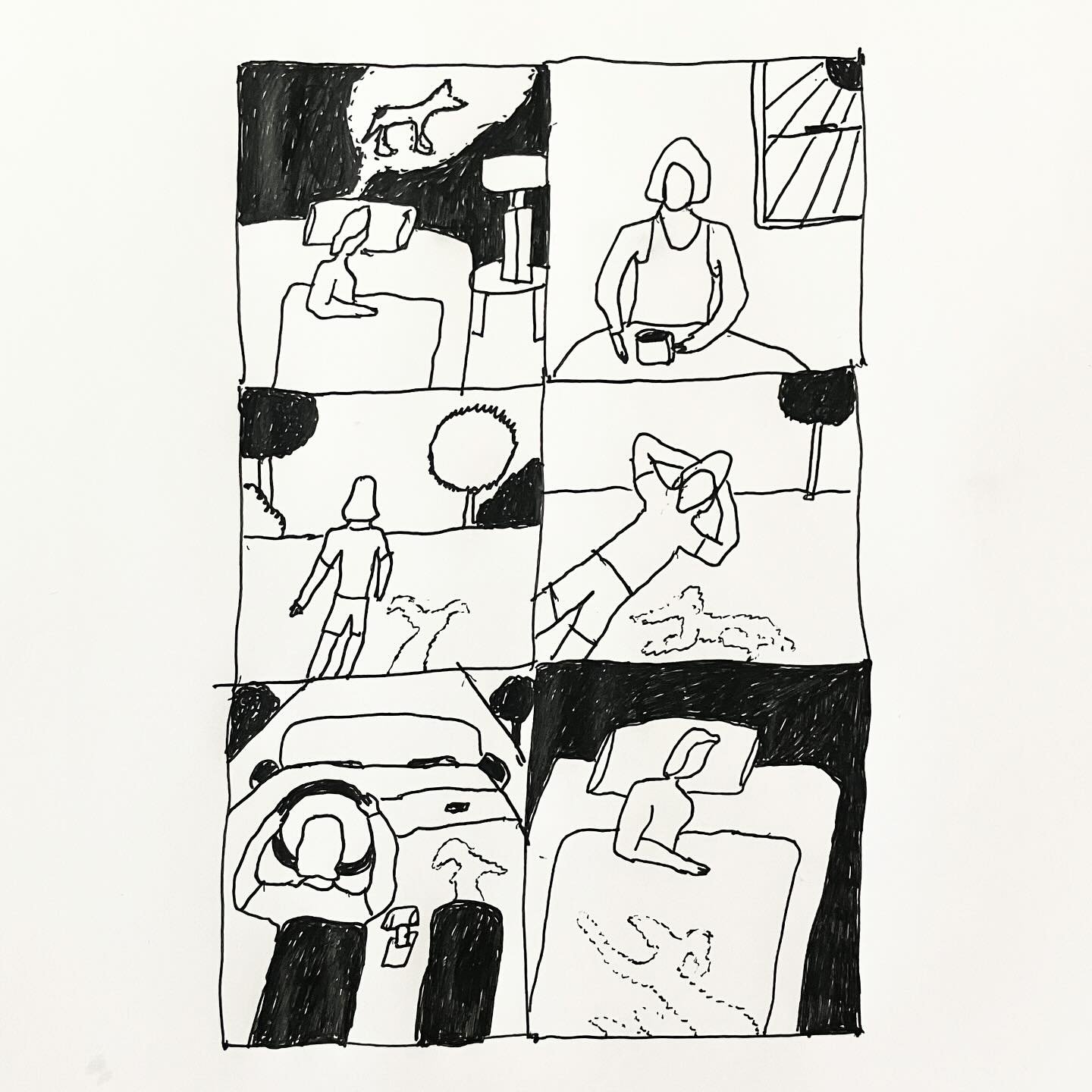Scratchy draft&mdash;
When my dog came back to visit me for a day ☀️

#dailycomic #drawing #phantomdogs