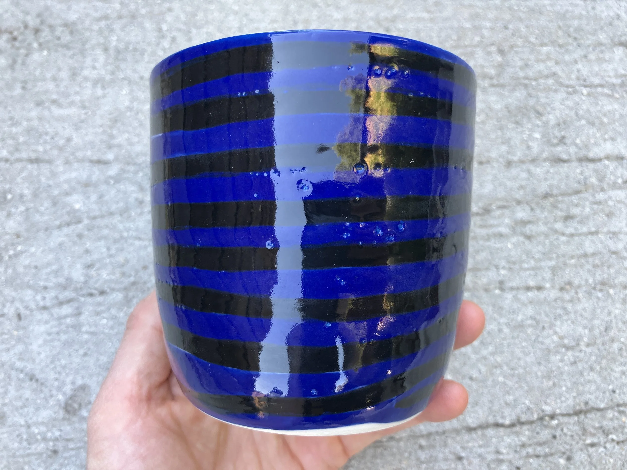Blue Swirl Black - Planter
