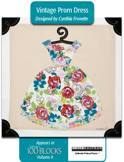RK designer Cynthia Frenette blended quilting cottons and cotton lawn for her cute Vintage Prom Dress block . 