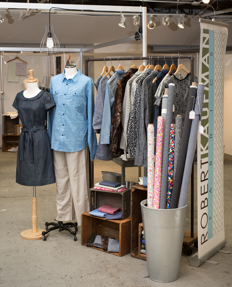 Featuring London Calling, House of Denim denim and chambray, and Elementree Canvas. on women's form: Bistro Dress by Liesl + Co, made by Andrea Taddicken (Knitty Bitties), Chambray Union (CCCX-14119-62)