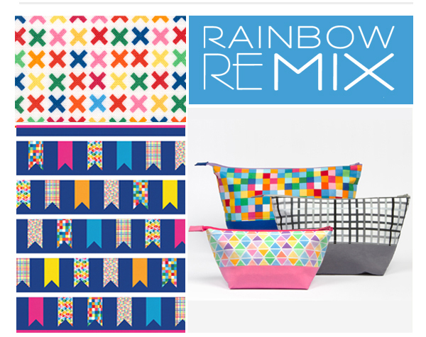 The Rainbow Remix collection by Ann Kelle is the perfect combination of color and geometrics. Four color stories and a selection of playful, versatile prints make this collection a perfect addition to any color-lover’s fabric stash! Check out our website to learn more about our free patterns, including the Ticker Tape quilt and the Open Wide Pouches .