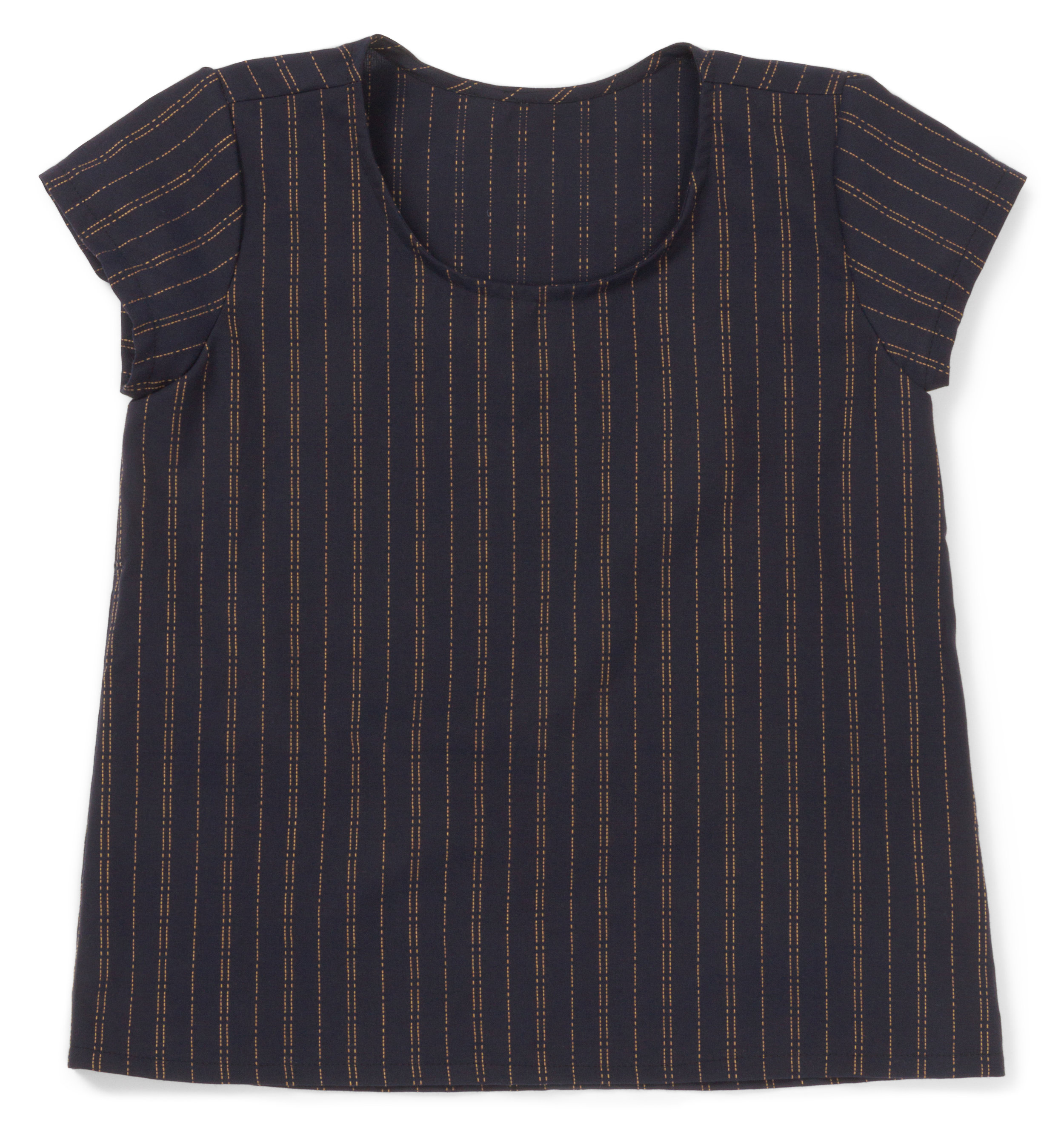 Scout Tee designed by Grainline Studio , made by Erika Bea, featuring Indikon ( SRK-16717-62 INDIGO)