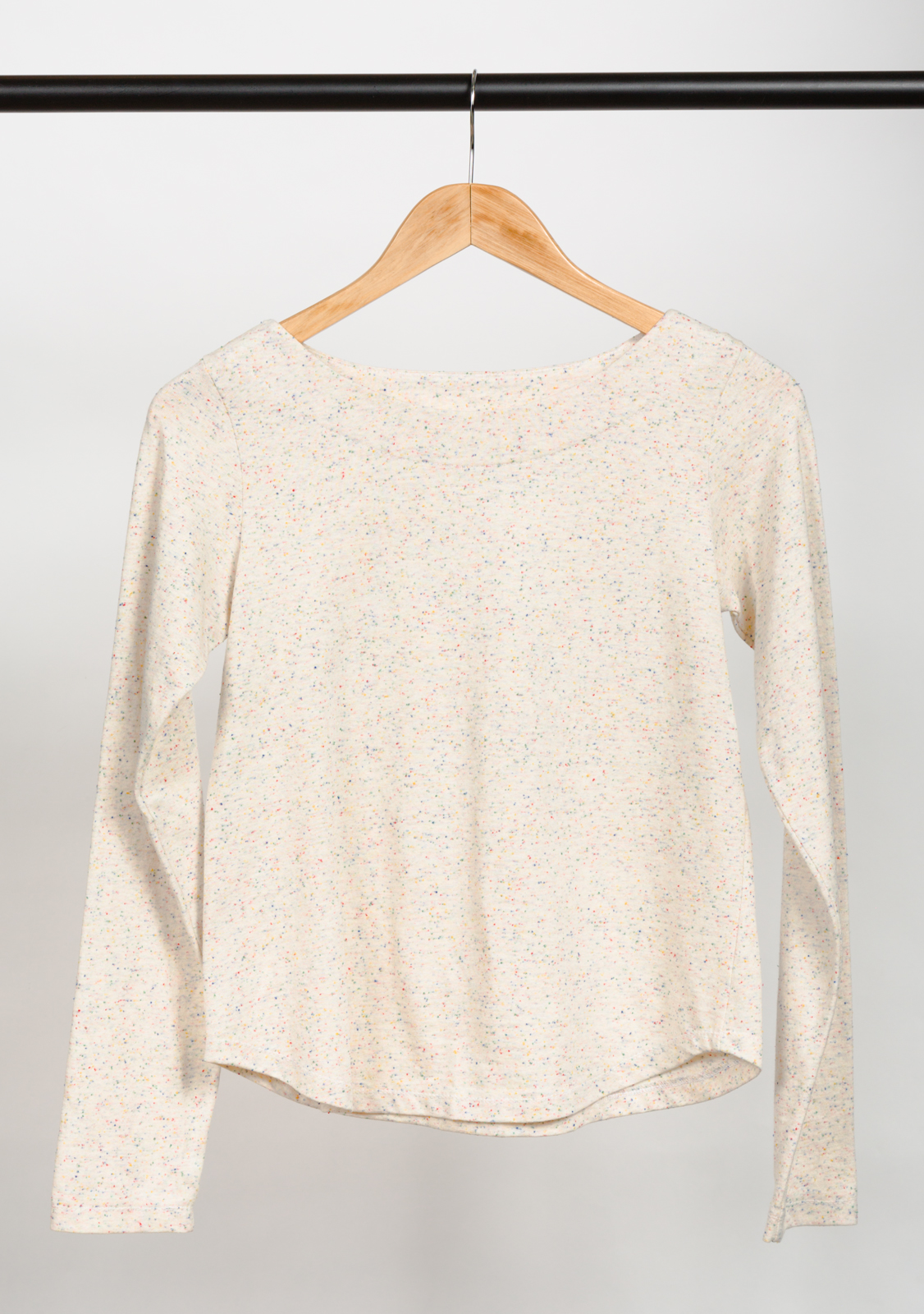 SHORELINE BOATNECK TEE DESIGNED BY BLANK SLATE PATTERNS , MADE BY DEVON IOTT , FEATURING SPECKLE COTTON JERSEY