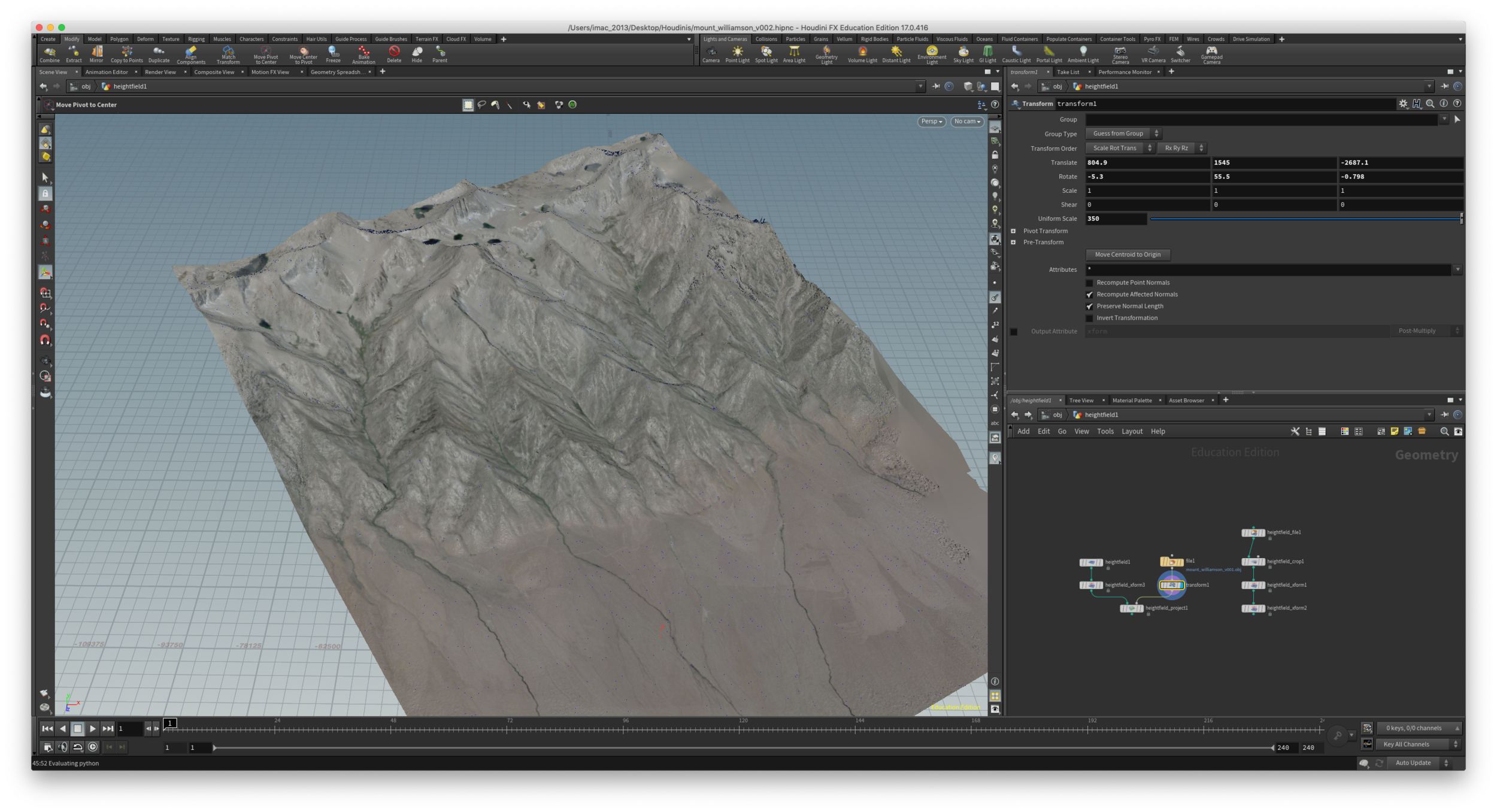 Now trying to line up MetaShape geo with my scaled geoTIFF terrain.