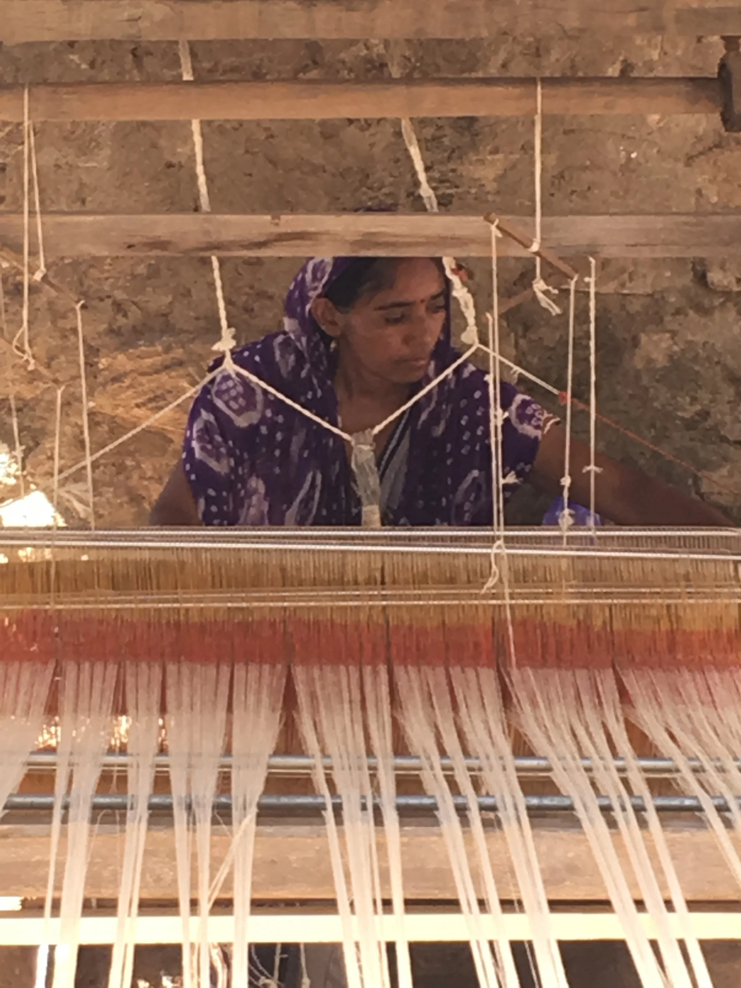 This lady is actually weaving one of the cloths for our new Chindi patchwork collection!