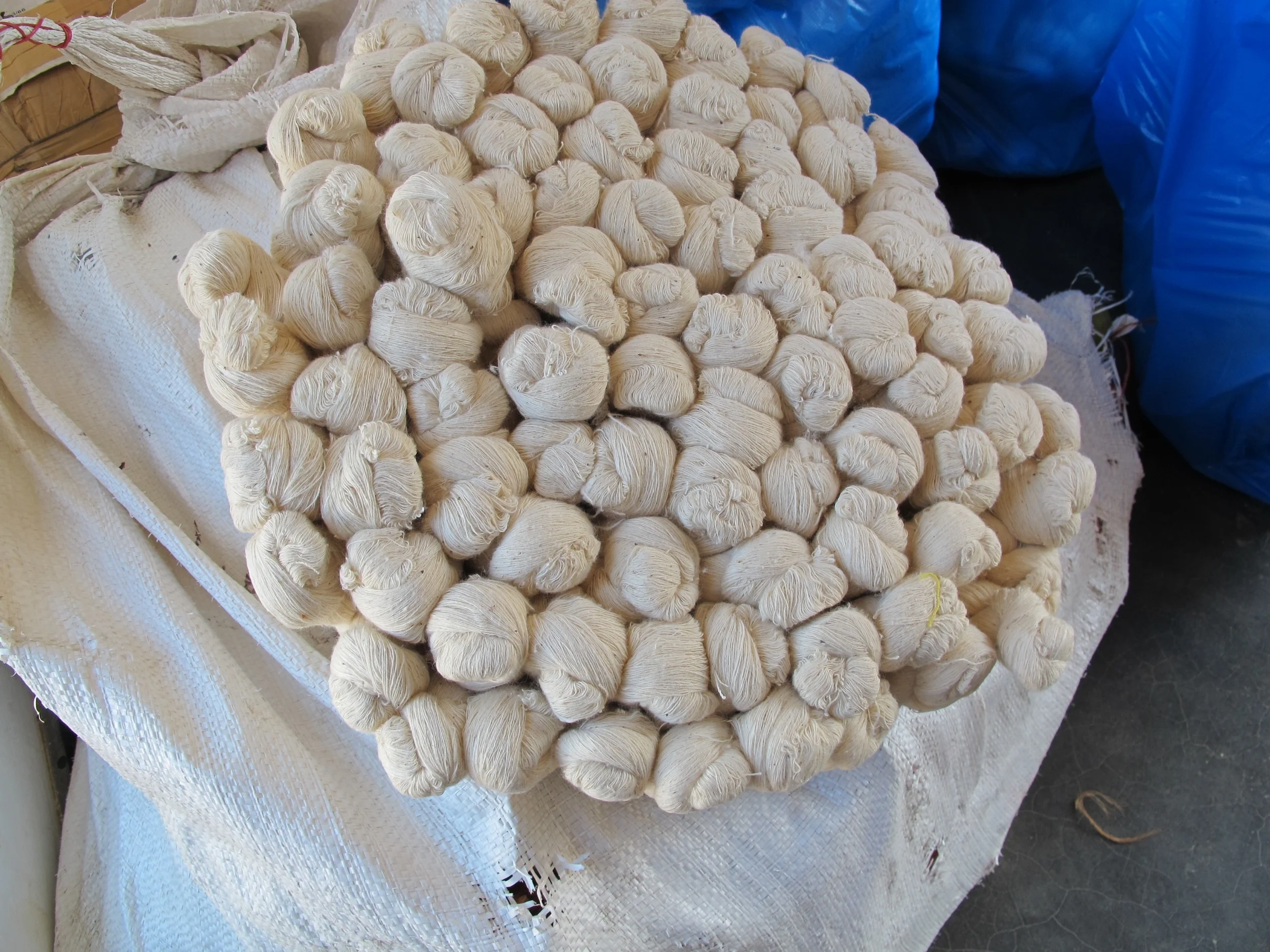 First batch of hand-spun kala cotton from the new spinning unit