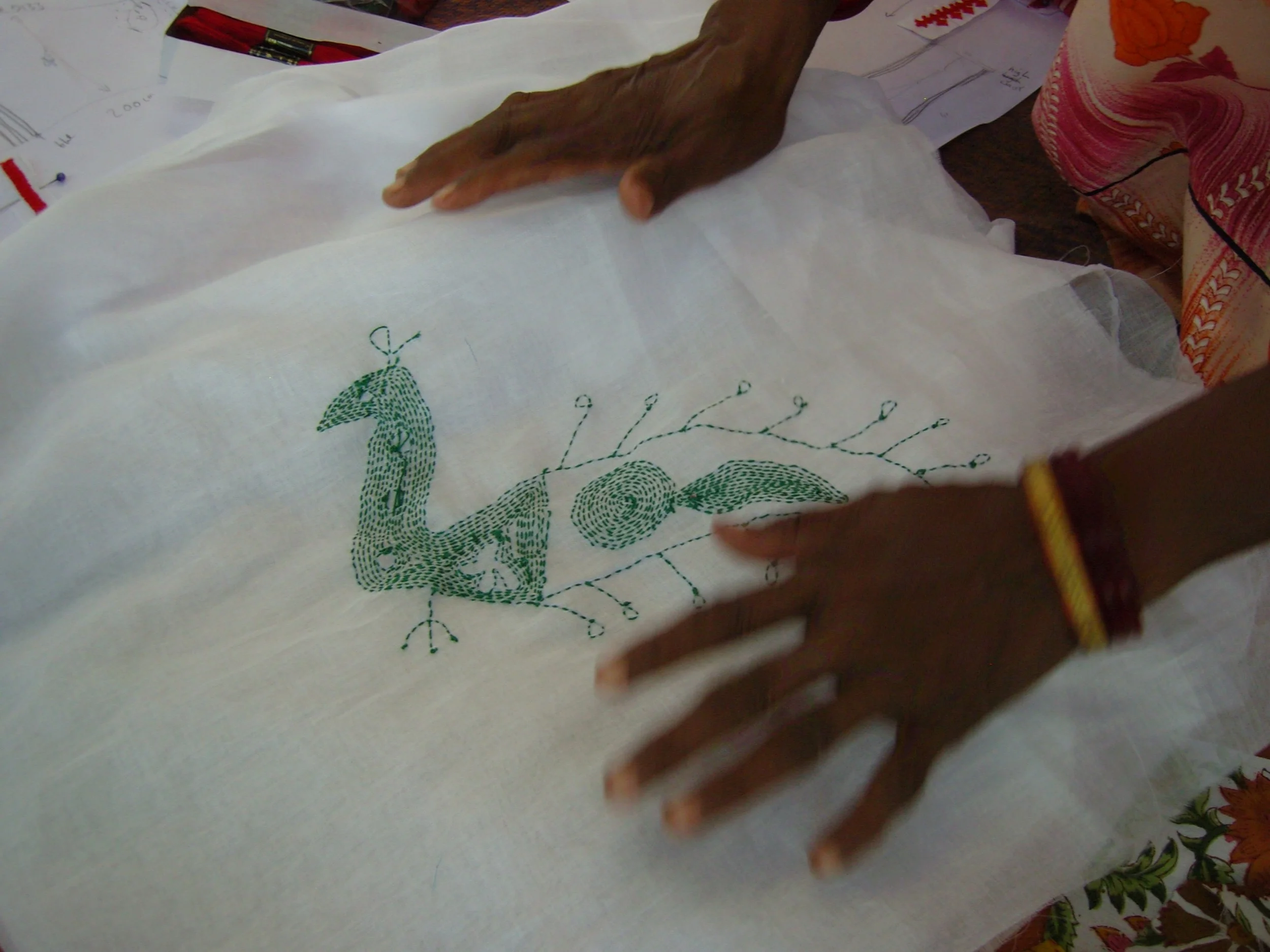 Peacocks are a popular motif in Kutch embroidery