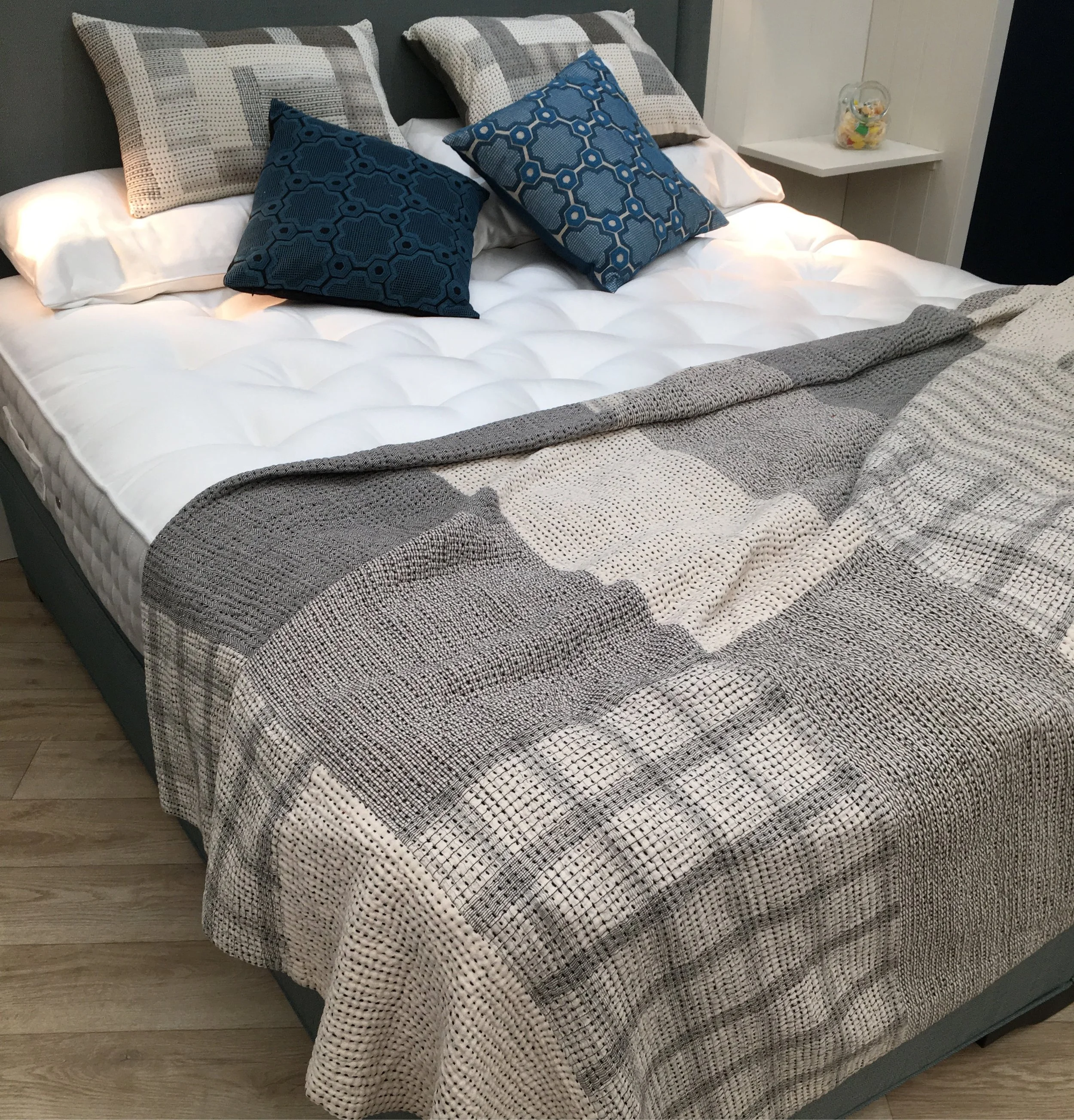 Our Chindi quilt dressing up the Vispring stand