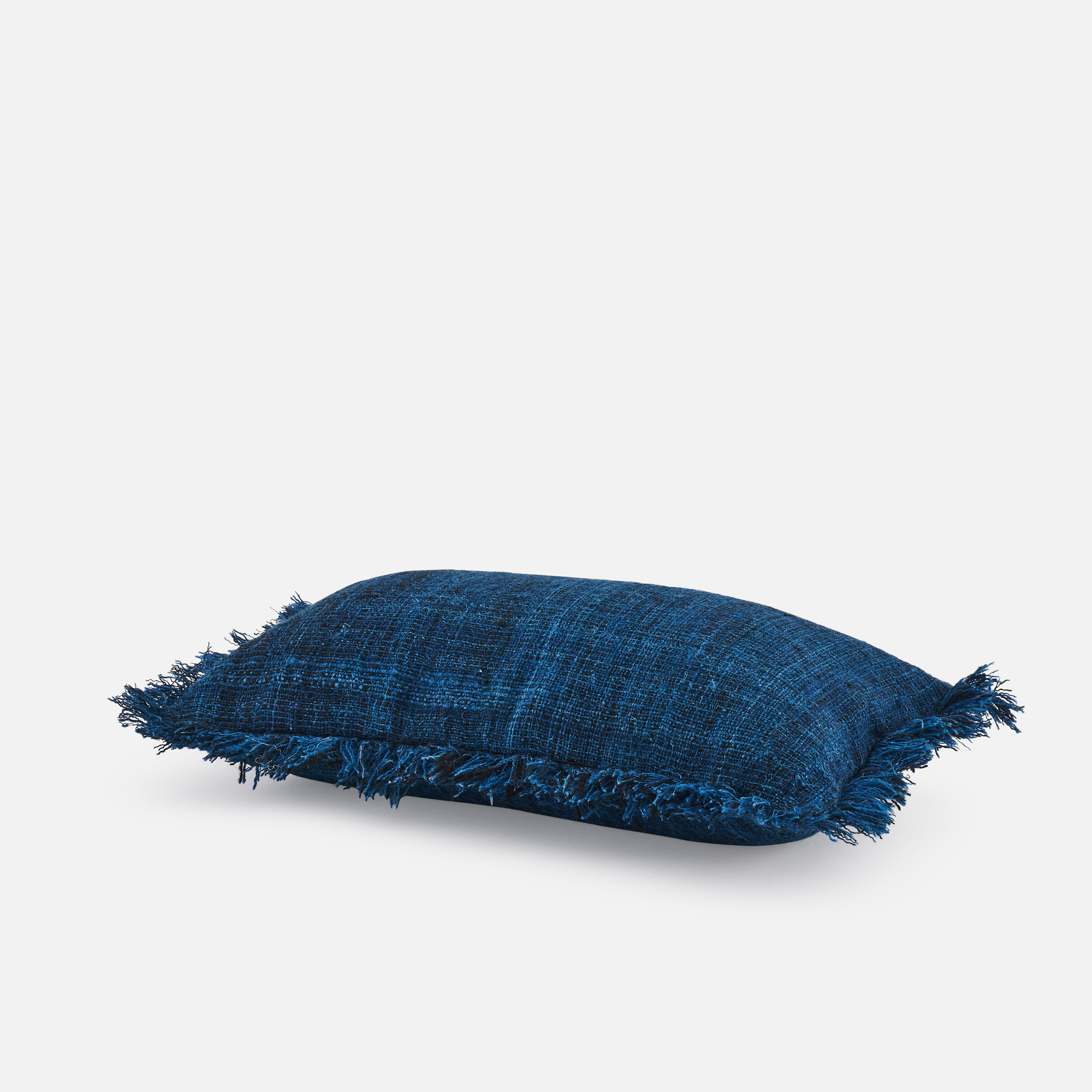 Indigo handwoven wool handmade small cushion