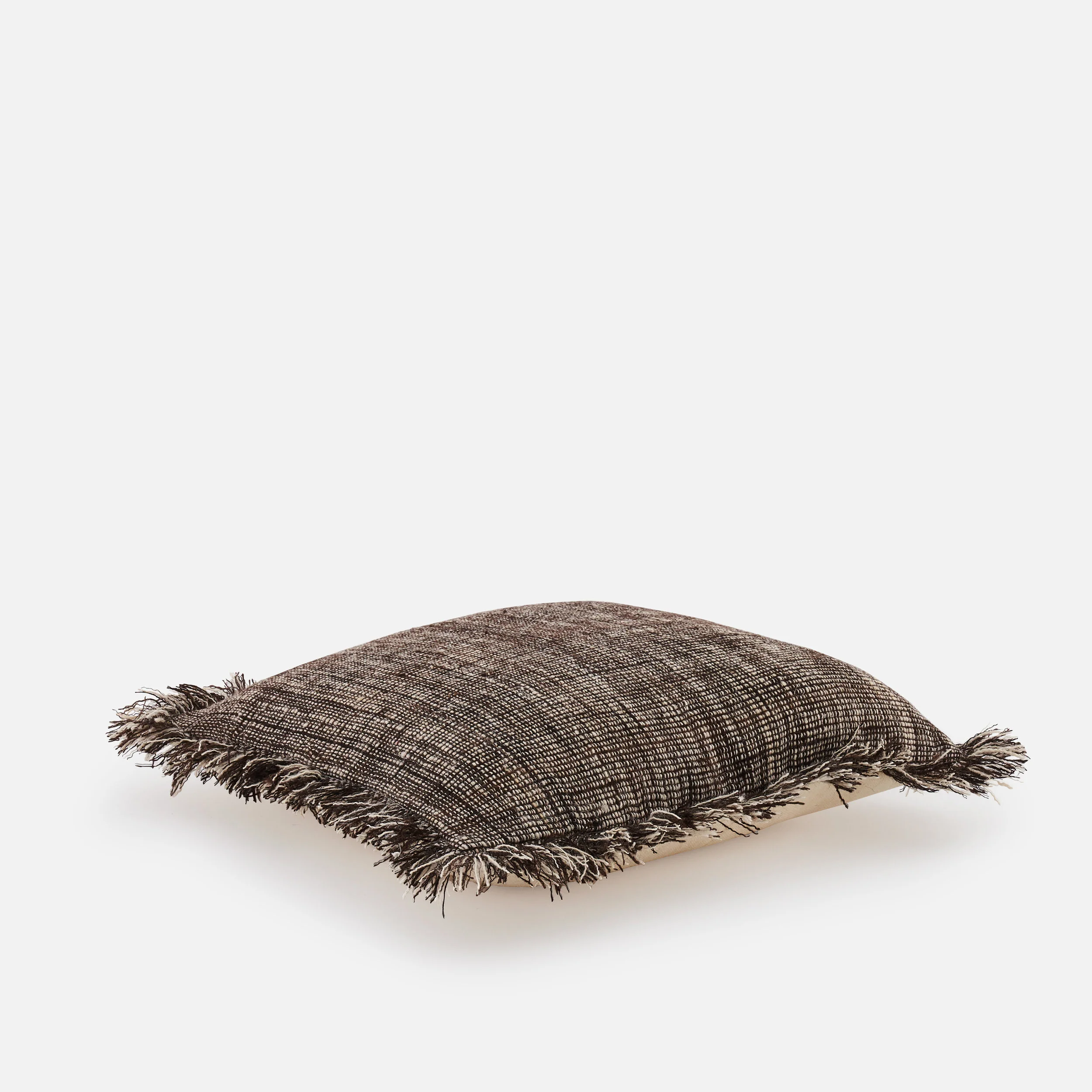 Chocolate brown rustic textured wool cushion