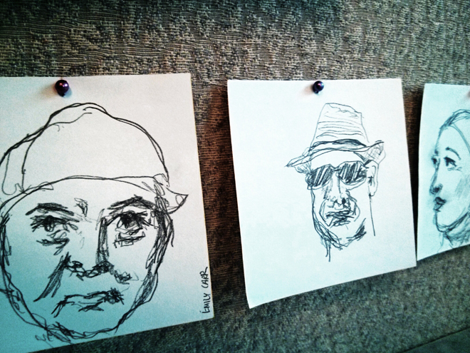 The first three: Emily Carr on the left, D. in the middle and Clara Rockmore on the right.