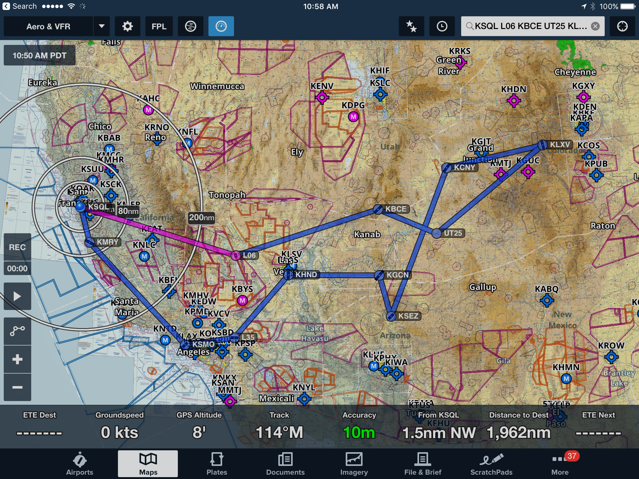 The Southwest Cirrus Tour started from San Carlos and included stops in Death Valley, Bryce Canyon, Monument Valley, Sedona, Grand Canyon, Bar Ten, Las Vegas, Big Bear, Santa Monica, Monterey Bay and back to San Carlos.