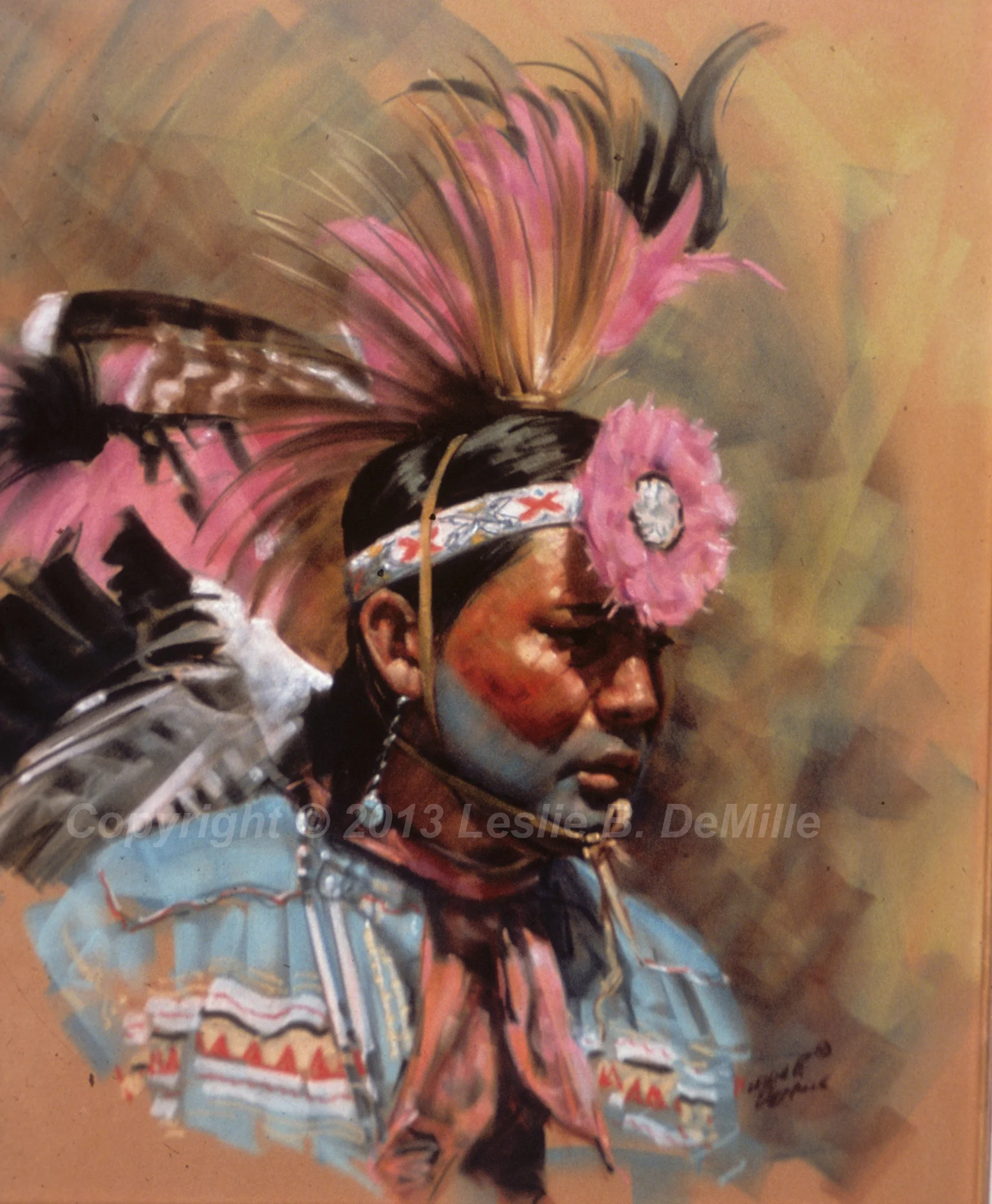 Pink Headdress, Pastel (16x20)