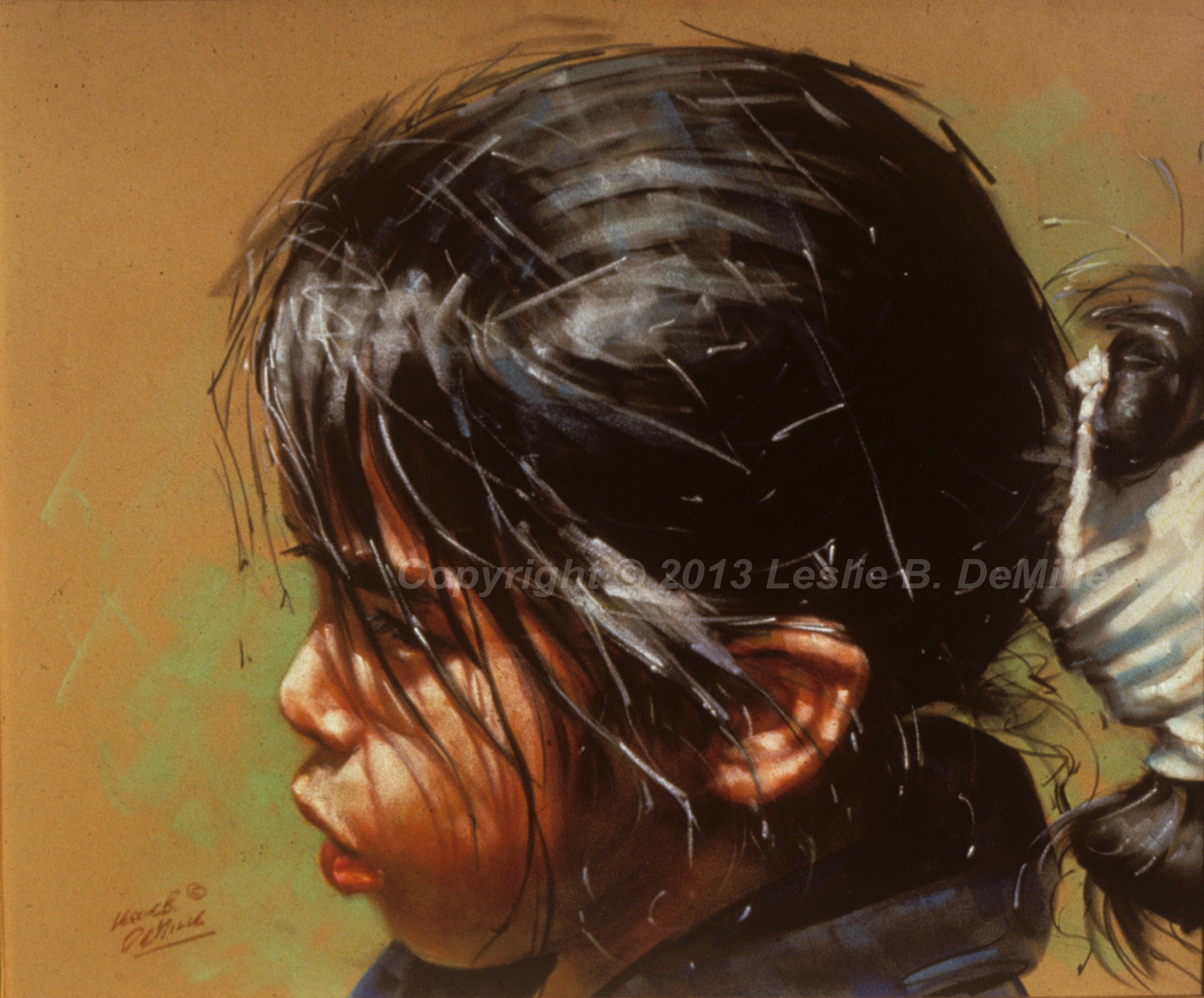 Navajo Girl, Pastel (14x11)