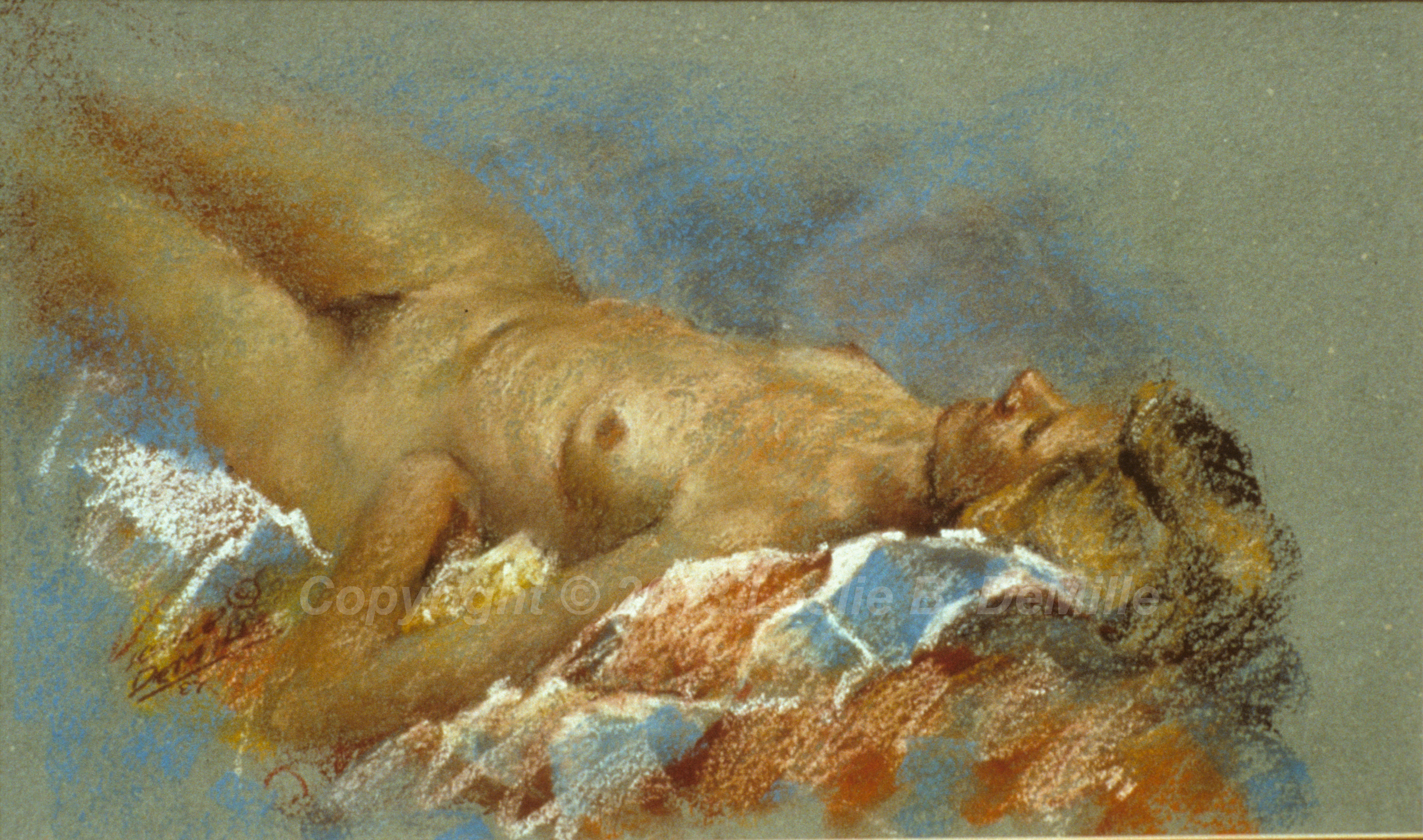 Nude Lying Down, Pastel 1987 (16x11)