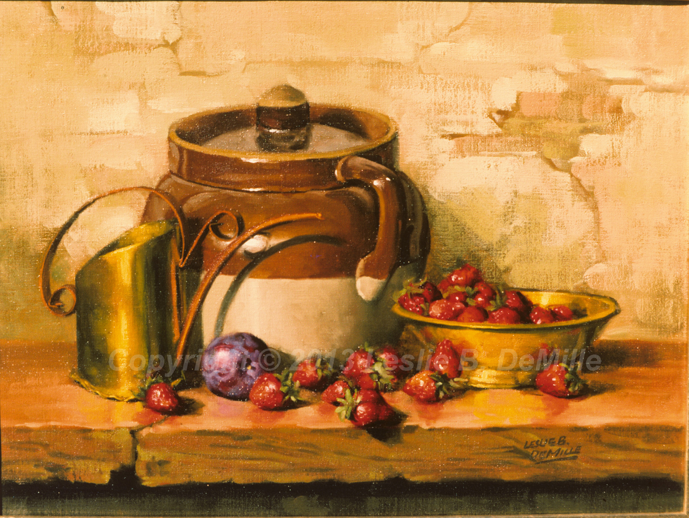 Still Life with Strawberries, Oil (16x11)