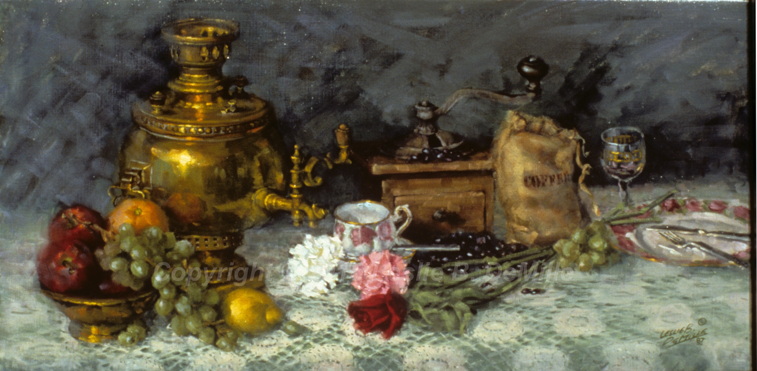 Still Life with Samovar, Oil 1987 (20x10)