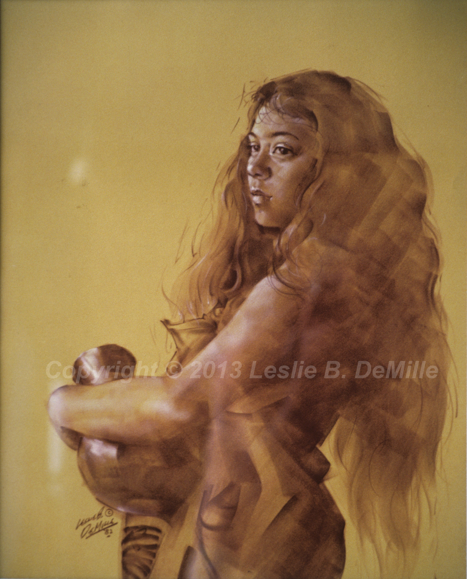 Nude with Urn, Pastel 1982 (11x14)